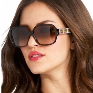BEBE Gabrielle Black Silver Rhinestone Sunglasses